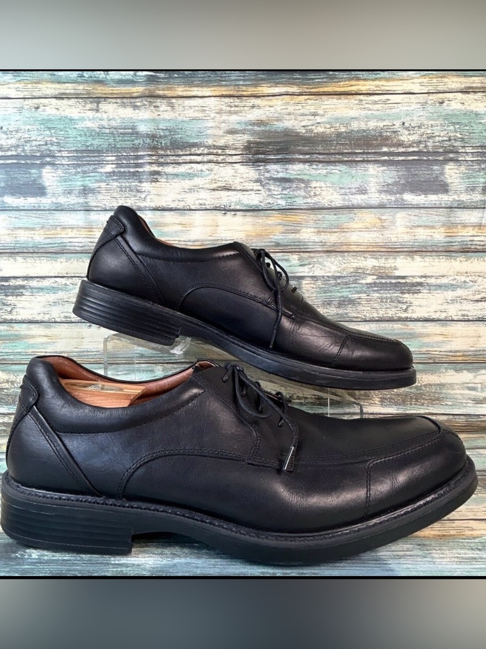Johnston & Murphy Oxford Shoe Mens 13 Waterproof Black Leather Sheepskin Lined